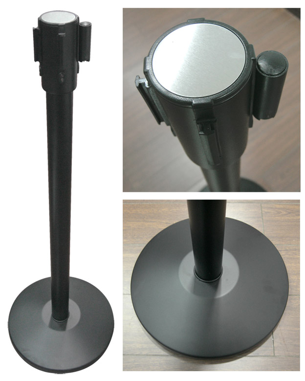 Black retractable belt barrier
